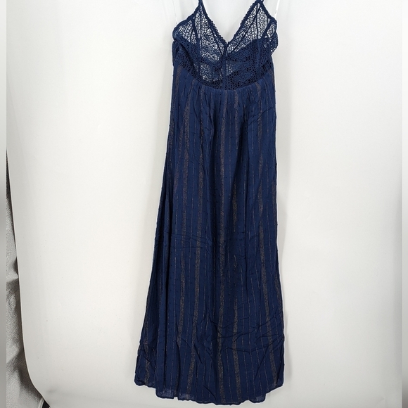 NWT LULU'S Crochet Sheer Halter Strappy Back Maxi Dress - Picture 1 of 12